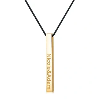 Plata de ley con baño de oro amarillo Collar de barra con nombre clásico personalizado-4