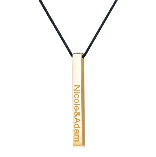 Sterling Silver with Yellow Gold Plated Personalized Classic Name Bar Necklace