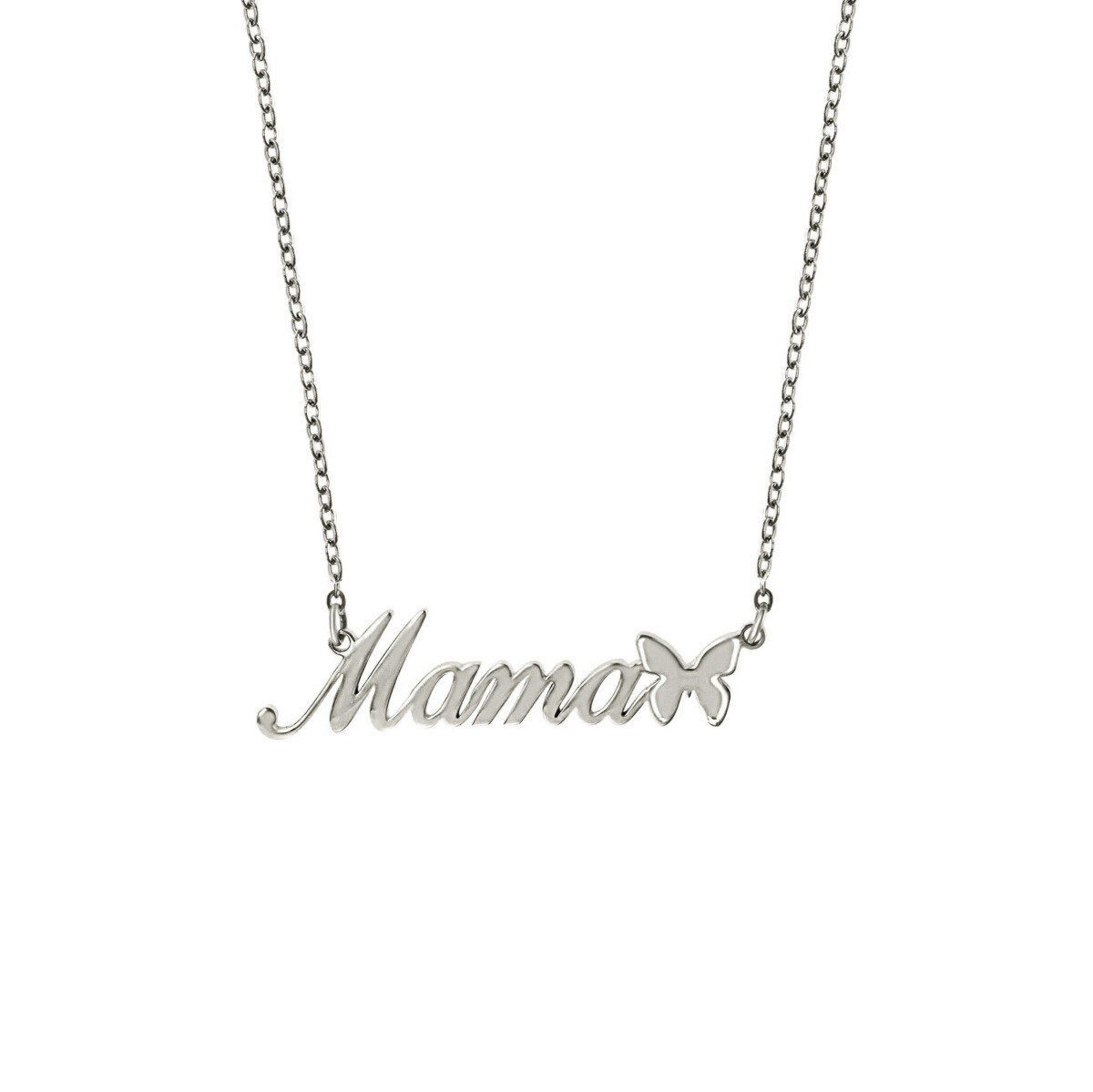 Sterling Silver with Yellow Gold Plated & Personalized Classic Name Butterfly Pendant Necklace-2