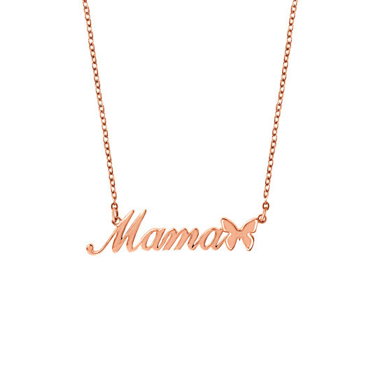 Sterling Zilver met Rose Gold Plated & Gepersonaliseerde Klassieke Naam Vlinder Hanger Halsband