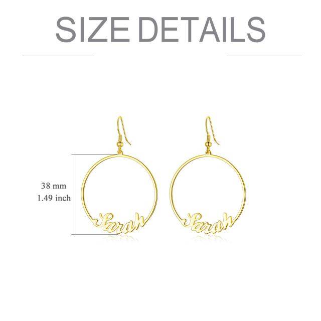 Sterling Silver with Yellow Gold Plated Personalized Classic Name Hoop Earrings-6