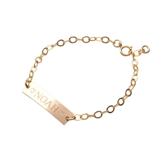 Pulsera de identificación de nombre clásica personalizada chapada en oro amarillo de plata de ley