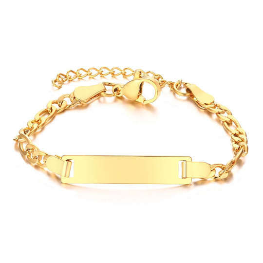 Pulsera de identificación de nombre clásica personalizada chapada en oro amarillo de plata de ley