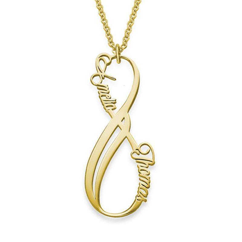 Sterling Silver with Yellow Gold Plated & Personalized Classic Name Infinity Symbol Pendant Necklace-1