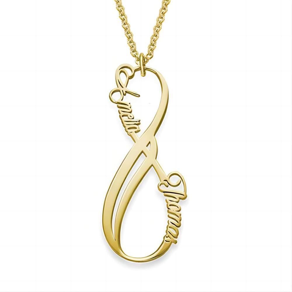 Sterling Silver with Yellow Gold Plated & Personalized Classic Name Infinity Symbol Pendant Necklace-2