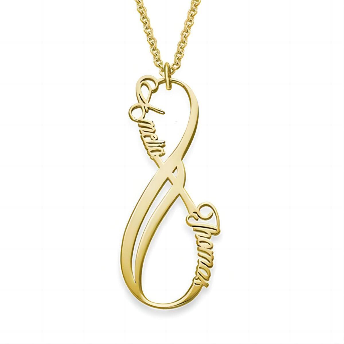 Sterling Silver with Yellow Gold Plated & Personalized Classic Name Infinity Symbol Pendant Necklace-2