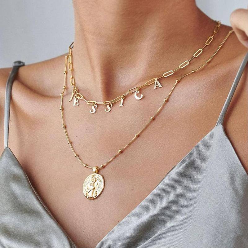 Spersonalizowany metalowy naszyjnik z imieniem i nazwiskiem, wykonany ze srebra z żółtym złotem-3