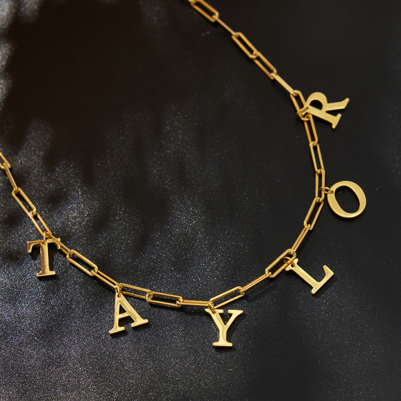 Spersonalizowany metalowy naszyjnik z imieniem i nazwiskiem, wykonany ze srebra z żółtym złotem-4