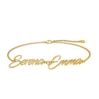 Sterling Silver with Yellow Gold Plated Personalized Classic Name Charm Bracelet-17