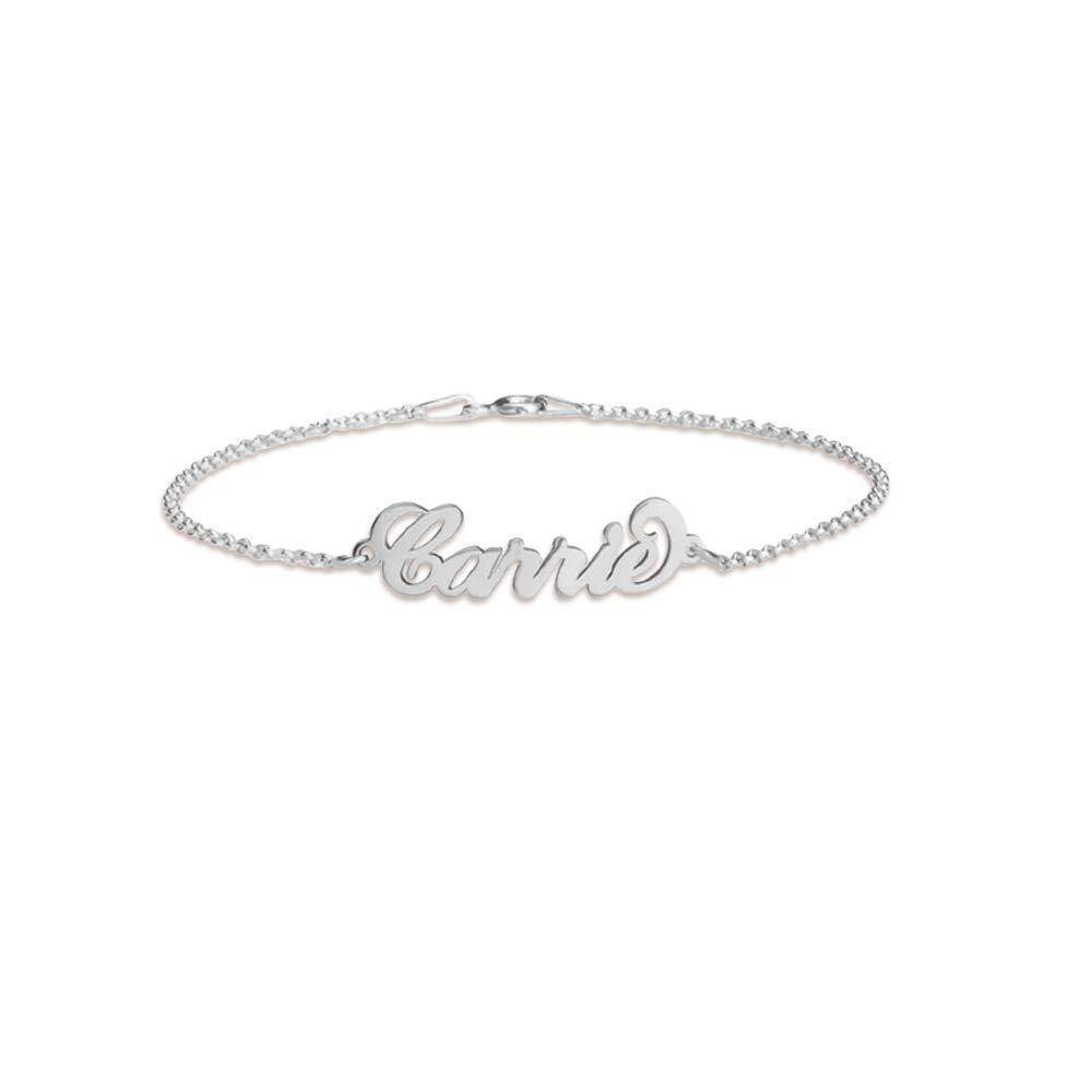 Personalisiertes klassisches Namensanhänger-Armband aus Sterlingsilber mit Gelbgoldbeschichtung-1