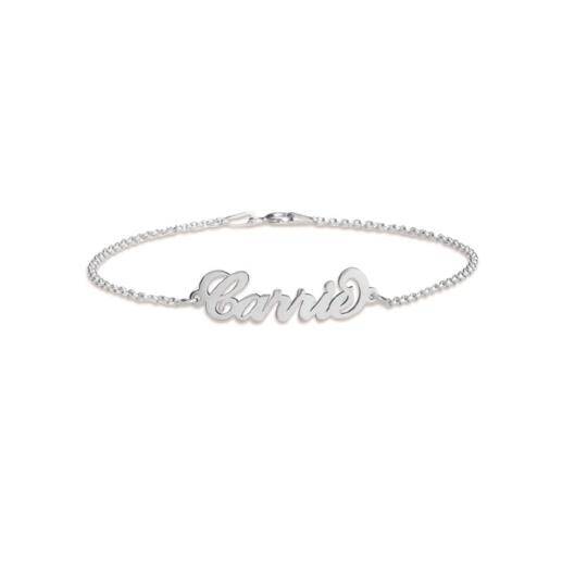 Sterling Silver with Yellow Gold Plated Personalized Classic Name Charm Bracelet