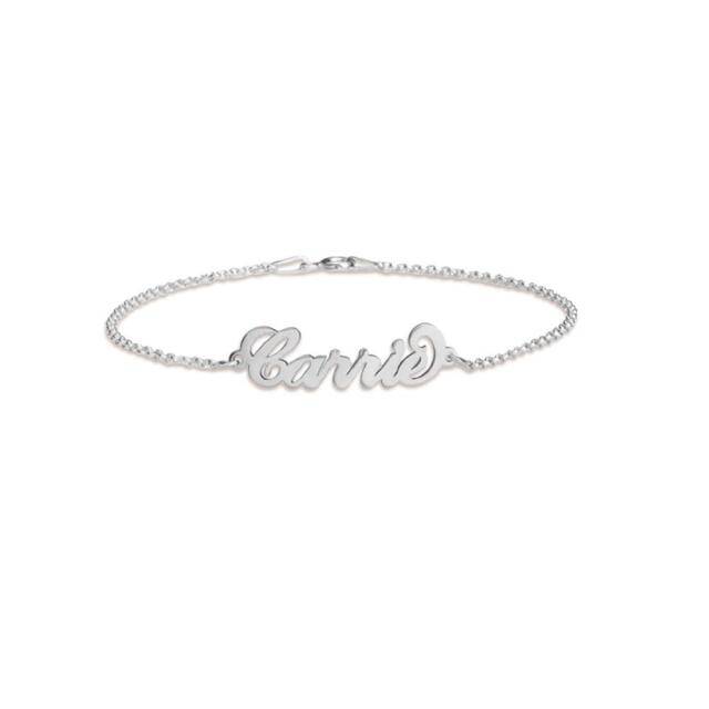 Bracciale con ciondolo personalizzato con nome classico placcato in oro giallo e argento sterling-1