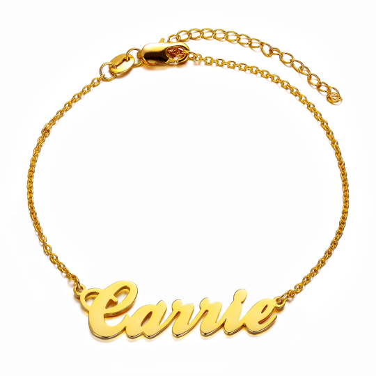 Sterling Silver with Yellow Gold Plated Personalized Classic Name Charm Bracelet