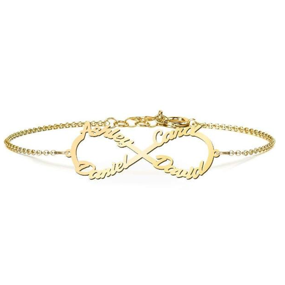 Pulsera con colgante con nombre clásico personalizado bañado en oro amarillo y plata de ley-1