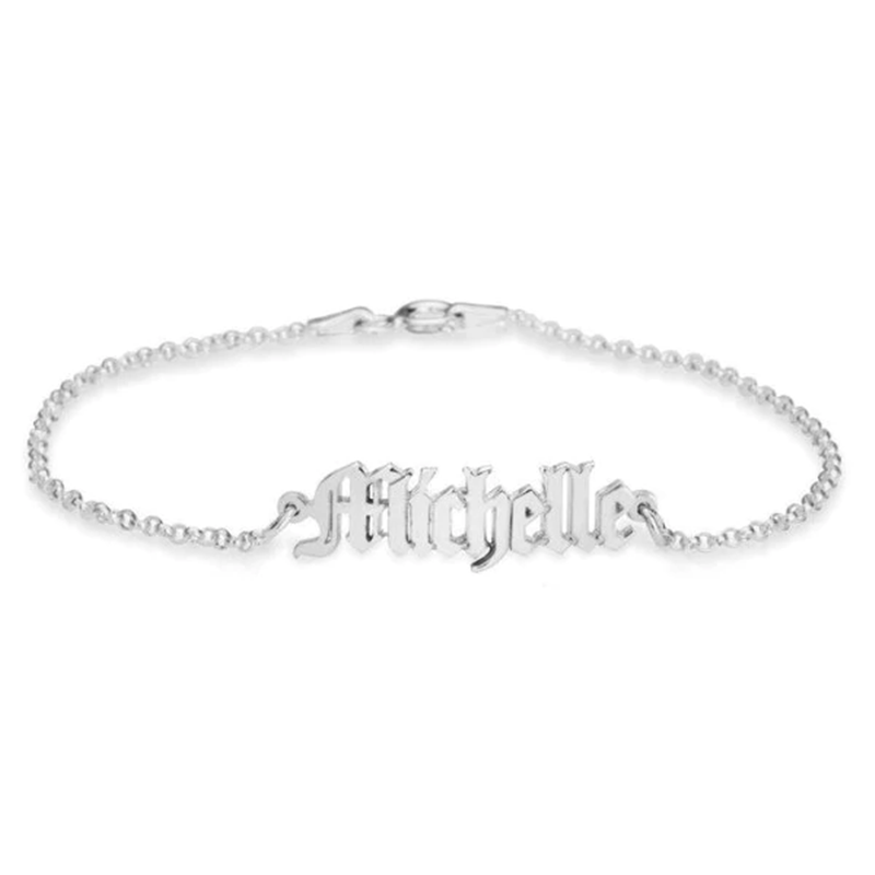 Sterling Silver Personalized Classic Name Pendant Bracelet-1