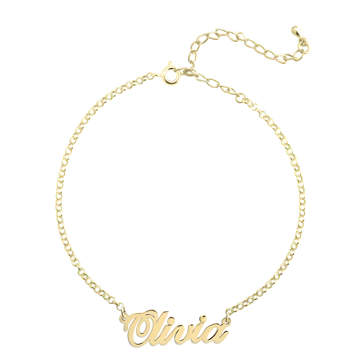 Plata de ley con baño de oro rosa Pulsera colgante personalizada con nombre clásico-2