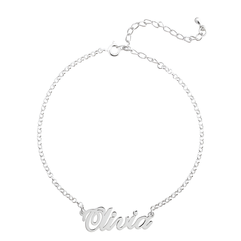 Pulseira com pingente de nome clássico personalizado em prata de lei com banho de ouro ros-3