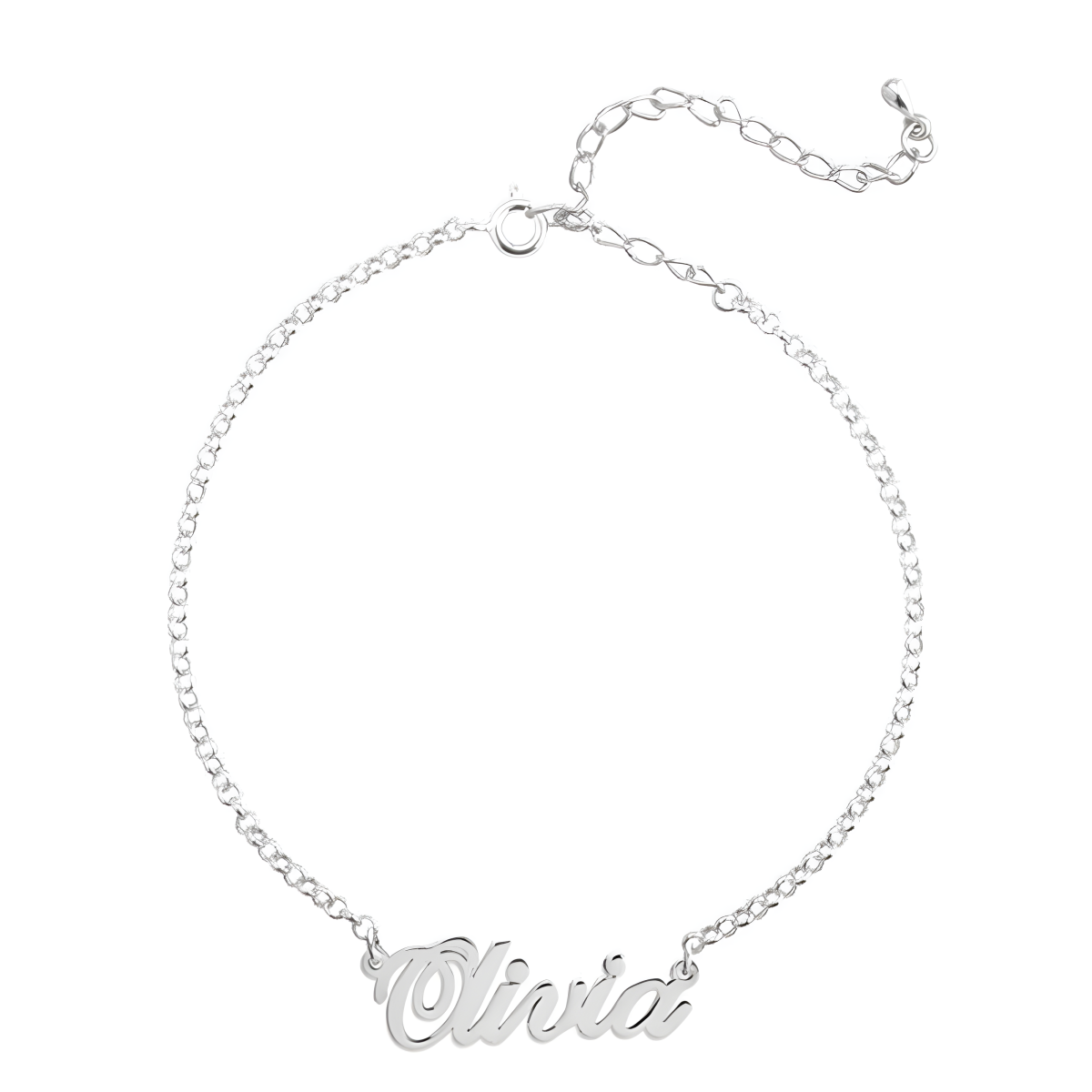 Sterling Silver Personalized Classic Name Pendant Bracelet-1