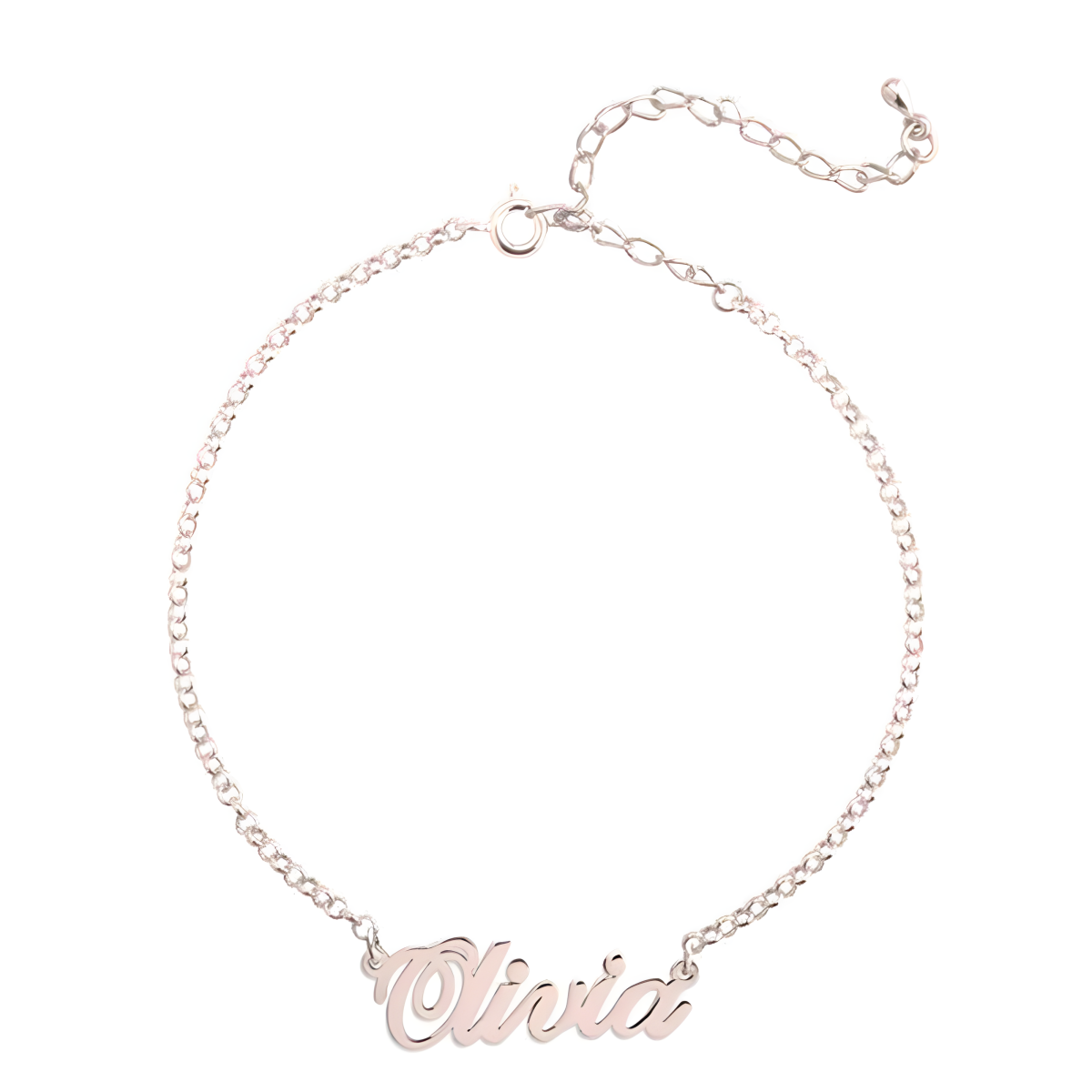 Sterling Silver with Rose Gold Plated Personalized Classic Name Charm Bracelet-1