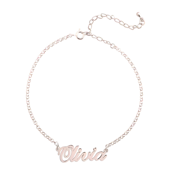 Sterling Silver with Rose Gold Plated Personalized Classic Name Charm Bracelet