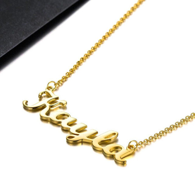 Collar Colgante con Nombre Clásico Personalizado en Plata de Ley con baño de Oro Amarillo Estilo Kayla-3