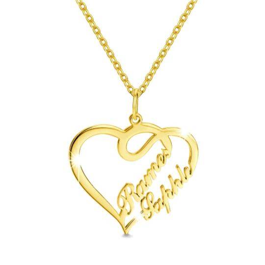 Sterling Silver with Yellow Gold Plated Personalized Classic Name Pendant Necklace