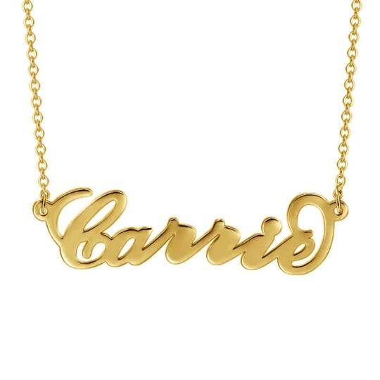 Sterling Silver with Yellow Gold Plated Personalized Classic Name Pendant Necklace