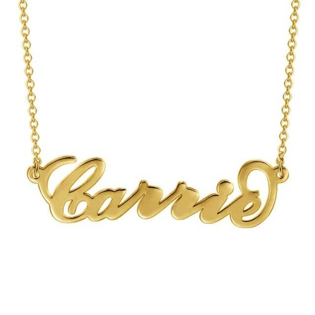 Collar con colgante con nombre clásico personalizado en plata de ley bañado en oro amarillo-1