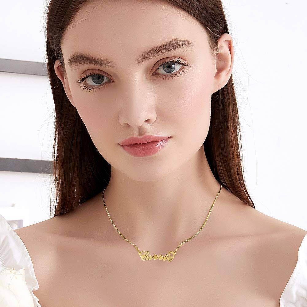 Collier avec pendentif en argent sterling et plaqué or jaune avec nom classique personnalisé-2