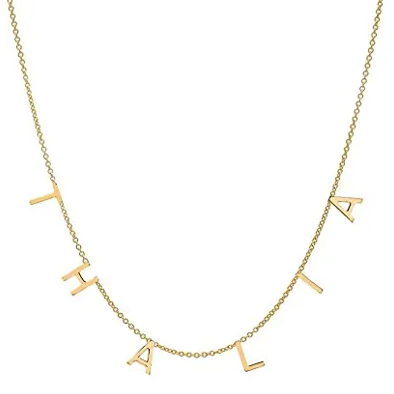 Sterling Silver with Yellow Gold Plated Personalized Classic Name Pendant Necklace-1