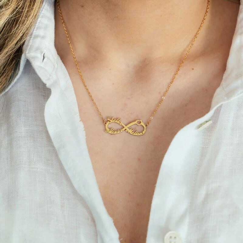 Collar con colgante clásico personalizado chapado en oro amarillo de 14 quilates-2