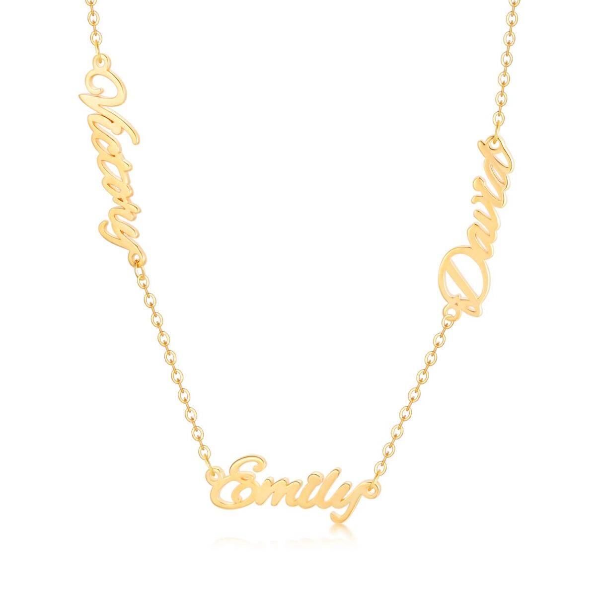 Sterling Silver with Yellow Gold Plated Personalized Classic Name Pendant Necklace-1