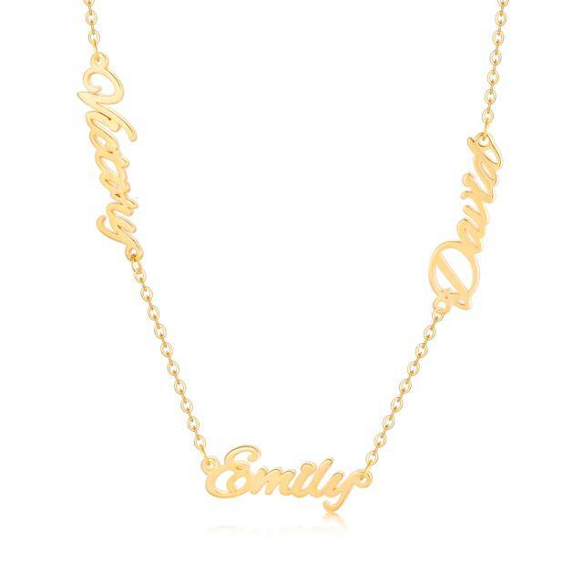 Sterling Silver with Yellow Gold Plated Personalized Classic Name Pendant Necklace-1