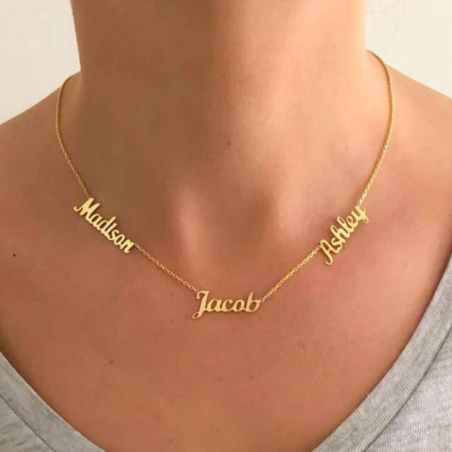 Sterling Silver with Yellow Gold Plated Personalized Classic Name Pendant Necklace-2