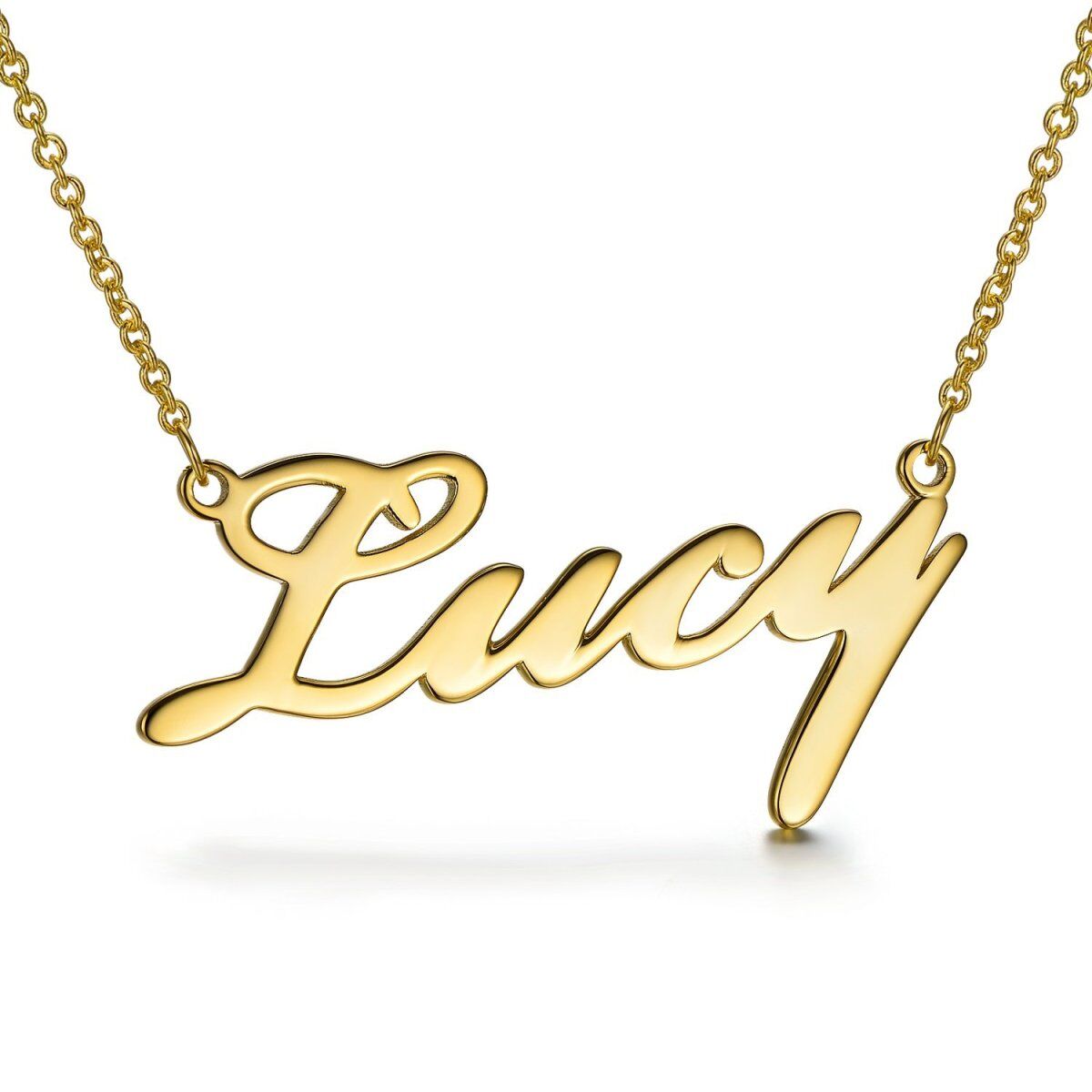 Sterling Silver with Yellow Gold Plated Personalized Classic Name Pendant Necklace-1