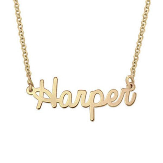 Sterling Silver with Yellow Gold Plated Personalized Classic Name Pendant Necklace