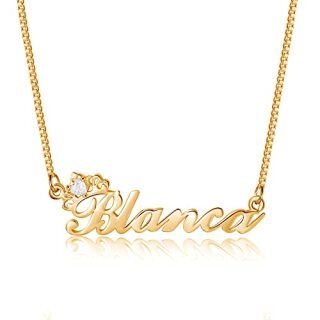 Sterling Silver with Yellow Gold Plated Personalized Classic Name Pendant Necklace-10