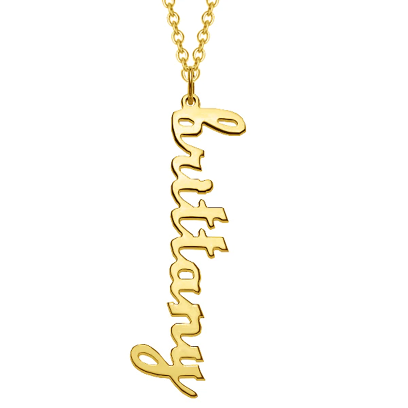 Collar Colgante con Nombre Clásico Personalizado en Plata de Ley con baño de Oro Amarillo-1