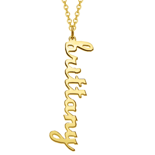 Sterling Silver with Yellow Gold Plated Personalized Classic Name Pendant Necklace