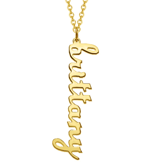 Collar Colgante con Nombre Clásico Personalizado en Plata de Ley con baño de Oro Amarillo-1