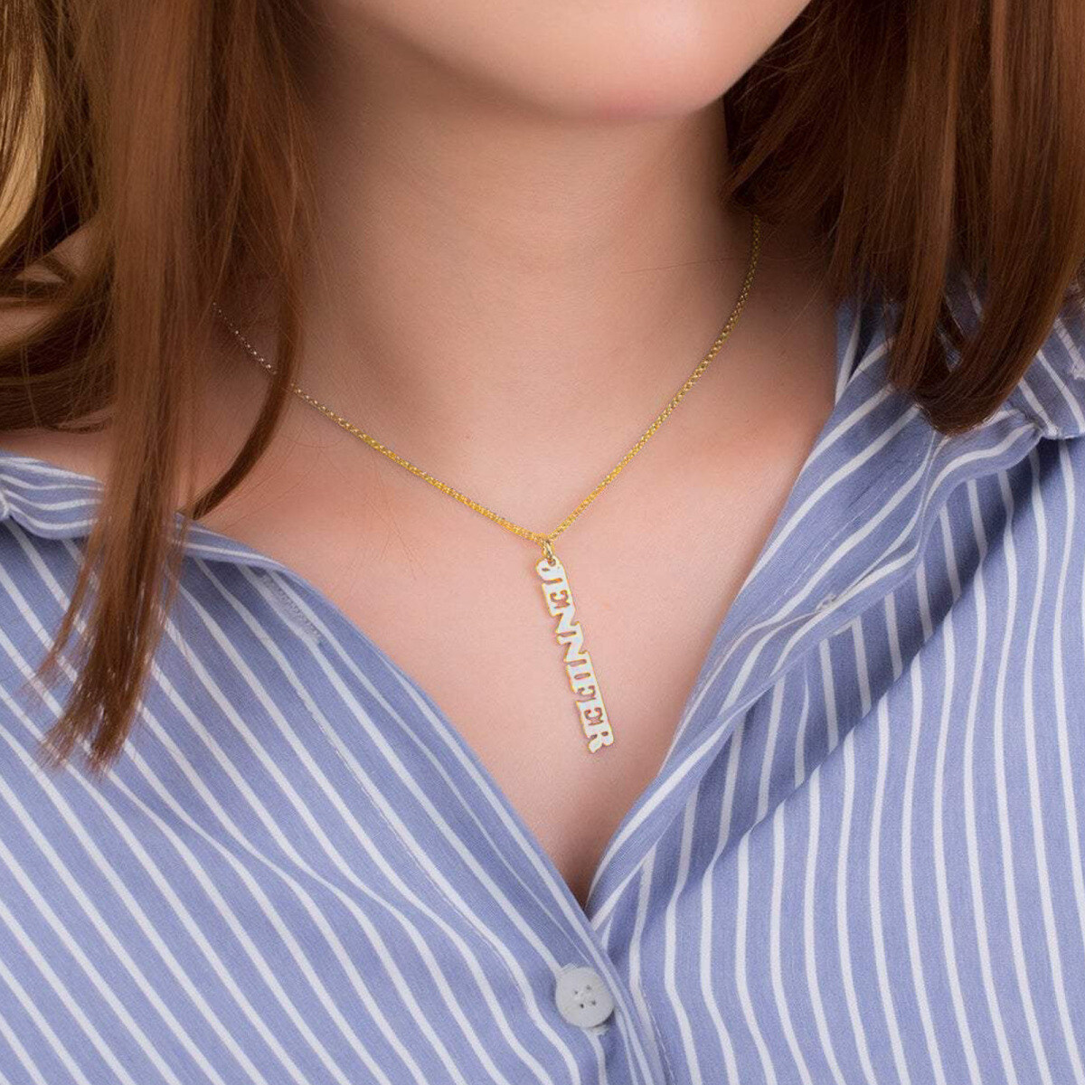 Collier en argent sterling et plaqué or jaune avec pendentif de nom classique personnalisé-2