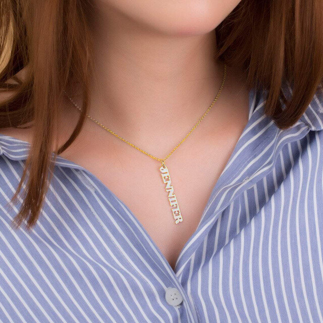 Collana con ciondolo classico personalizzato in argento 925 e placcato oro giallo-2