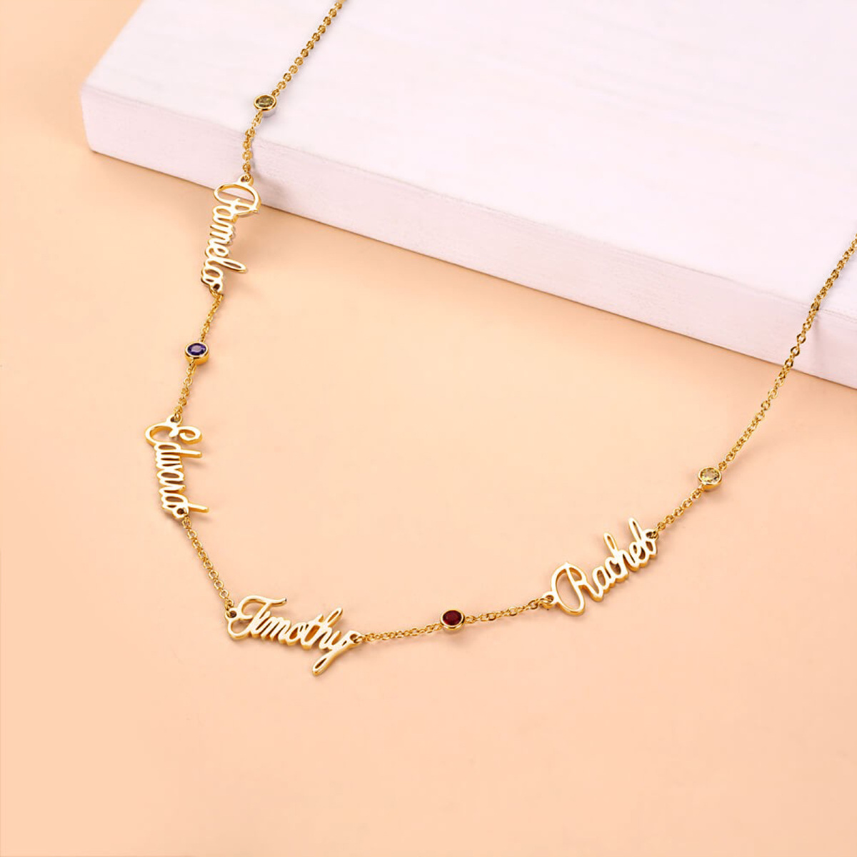 Sterling Silver with Yellow Gold Plated Cubic Zirconia Personalized Classic Name Pendant Necklace-6