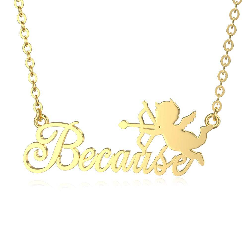 Sterling Silver with Yellow Gold Plated Personalized Classic Name Pendant Necklace-1