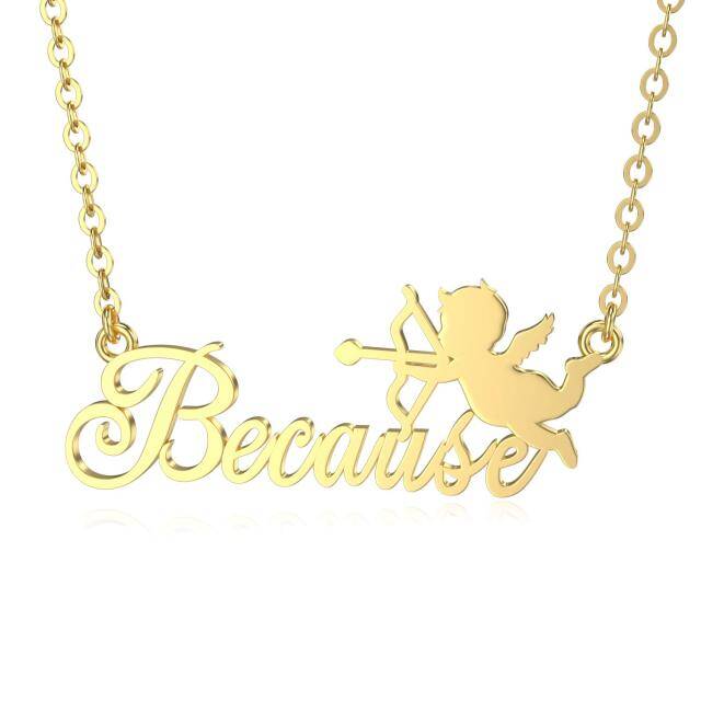 Sterling Silver with Yellow Gold Plated Personalized Classic Name Pendant Necklace-1