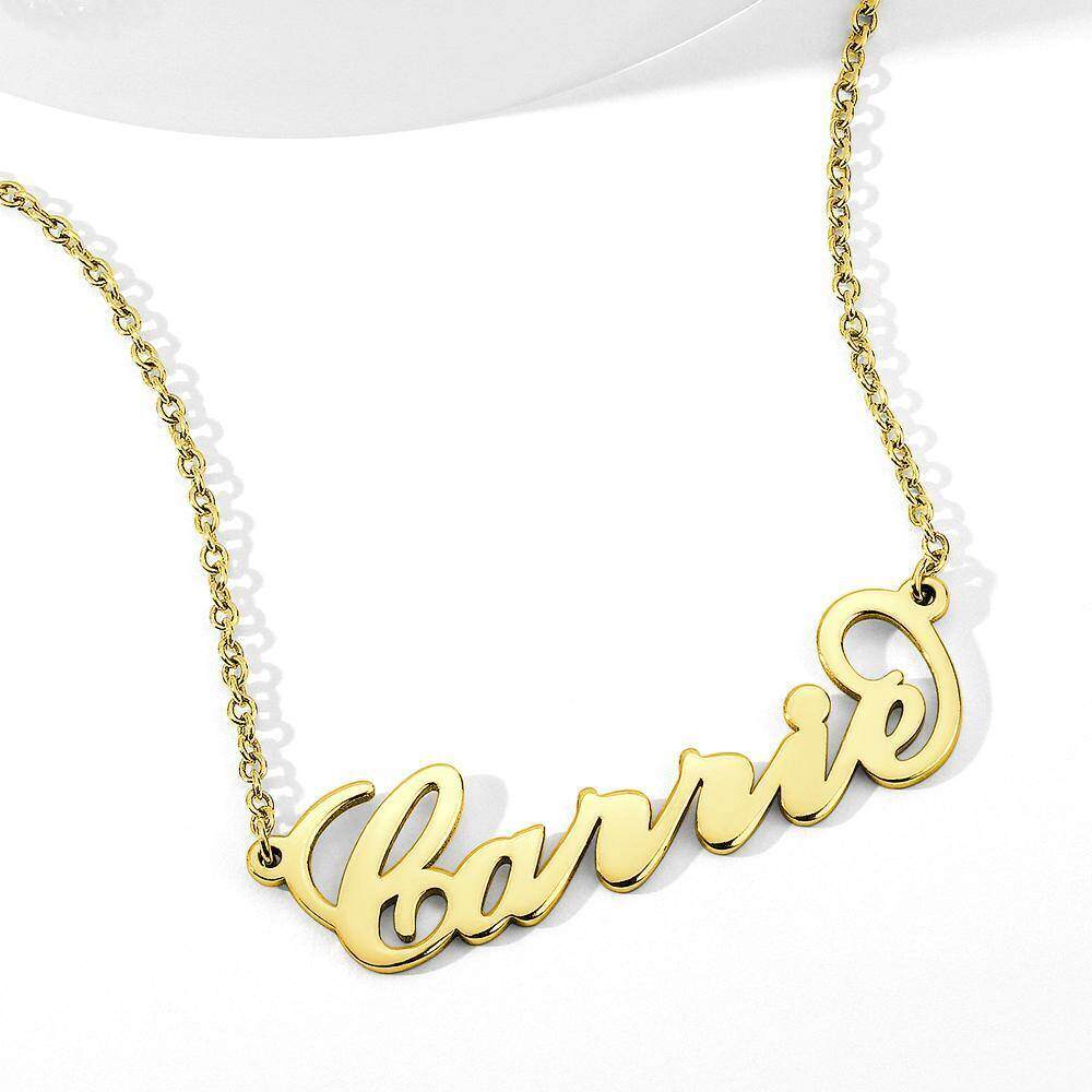Sterling Silver with Yellow Gold Plated Personalized Classic Name Pendant Necklace-1
