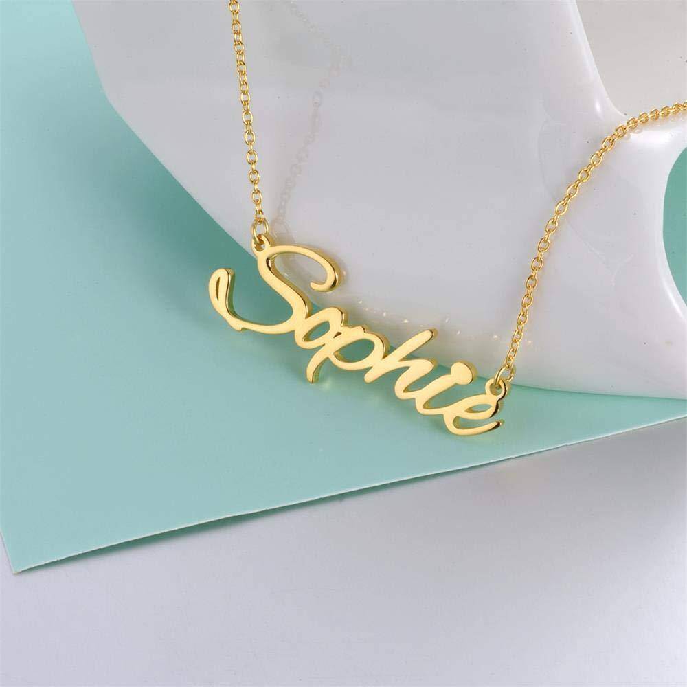 Sterling Silver with Yellow Gold Plated Personalized Classic Name Pendant Necklace in Sophie Style-4