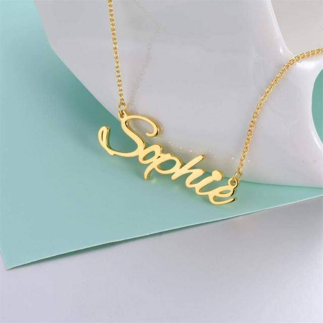 Sterling zilver met geelgoud verguld Gepersonaliseerde klassieke naam hanger ketting in Sophie stijl-4