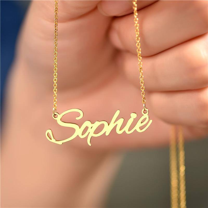 Collier en argent sterling et plaqué or jaune avec pendentif de nom classique personnalisé en style Sophie-5