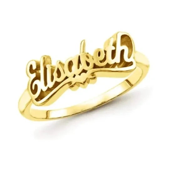 Sterling Silver with Yellow Gold Plated Personalized Classic Name Ring